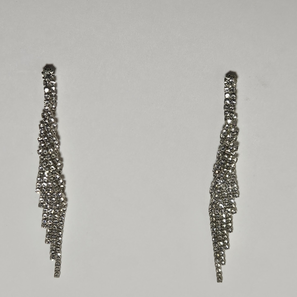 Elegant Silver Crystal Earrings